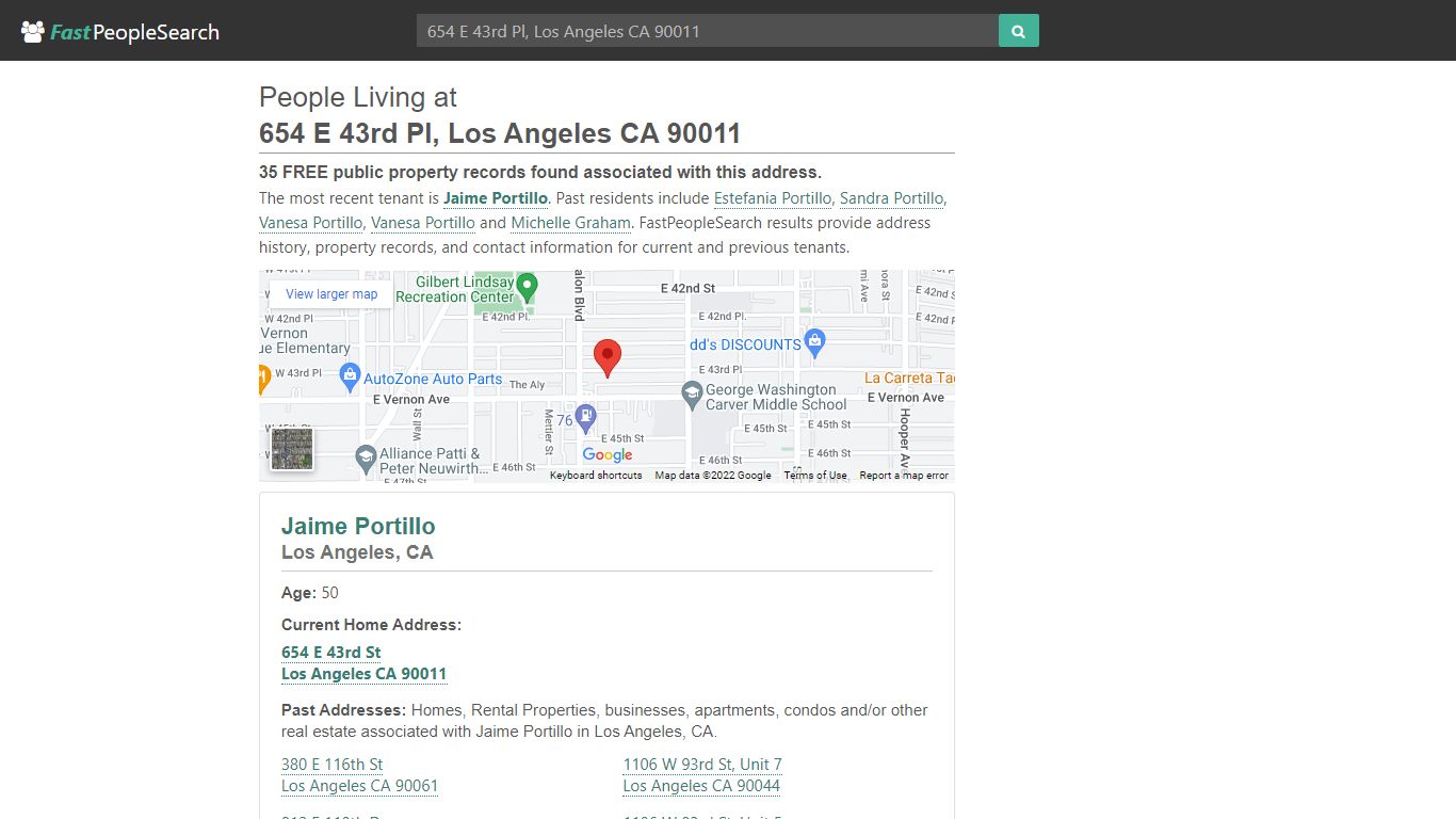 People Living at 654 E 43rd Pl Los Angeles CA - FastPeopleSearch